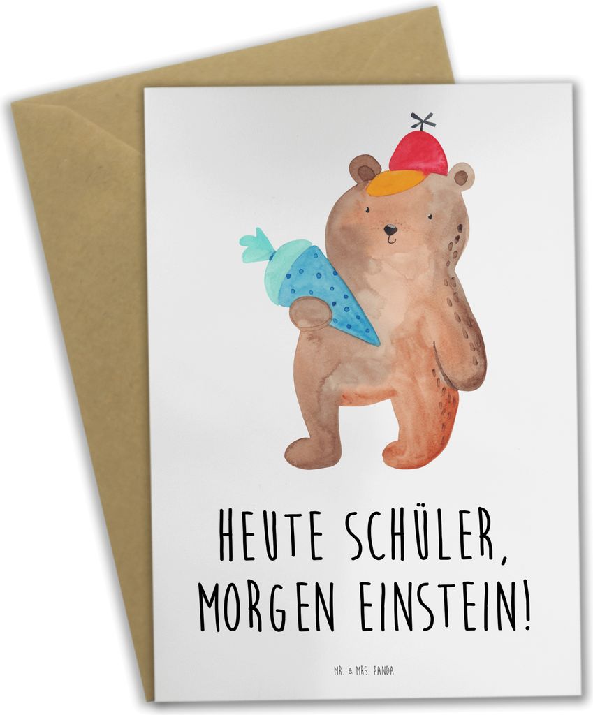 Mr. & Mrs. Panda Beileidskarte Schulanfang Inspiration - Weiß - Geschenk, Einstein, Vertrauem, Ermutigung, Klappkarte, genesungskarte, osterkarte,...