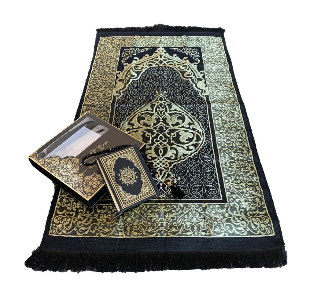 Muslim Herren Geschenk Grau Gebetsteppich mit Schleifenband