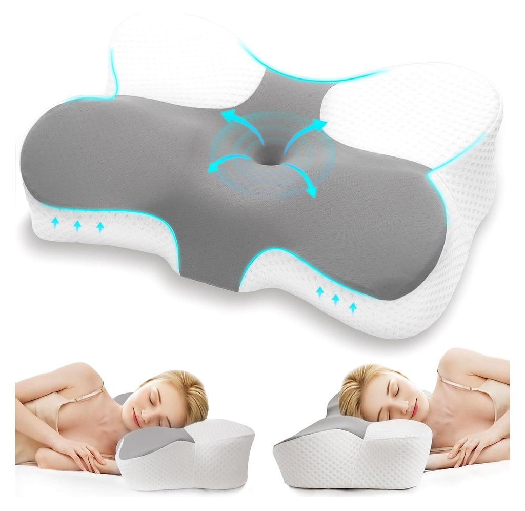 Nackenkissen aus Memory Foam, ergonomisches Kopfkissen für Seiten-, Rücken- und Bauchschläfer