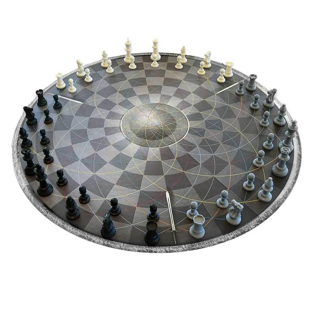 Jeu d'échecs pour 3 joueurs - Échiquier hexagonal 56cm en bois de luxe