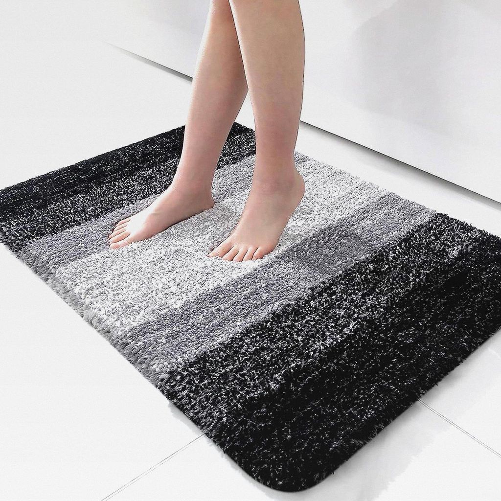 Weich Badezimmerteppich 60 * 90 cm, Flauschiger Badezimmerteppich, Badematten, rutschfest Waschbar Flauschige Hochflor Badteppich, Duschvorleger, D...
