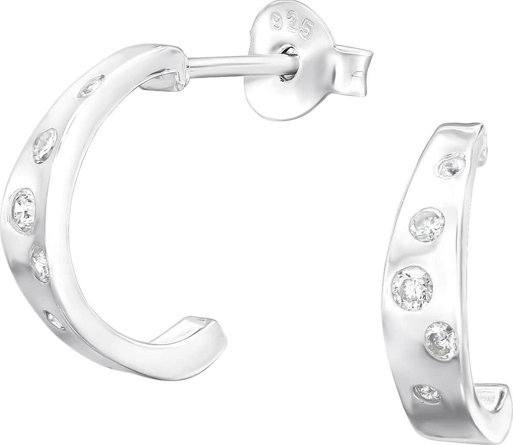 Ohrringe Ohrstecker 925 Sterling Silber Halbcreole mit Produktbild 