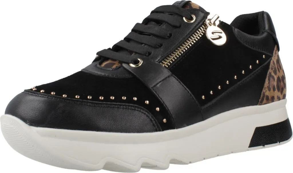 Stonefly Spock 47 Baskets Noir Femme avec Détails Studs et Zip Latéral