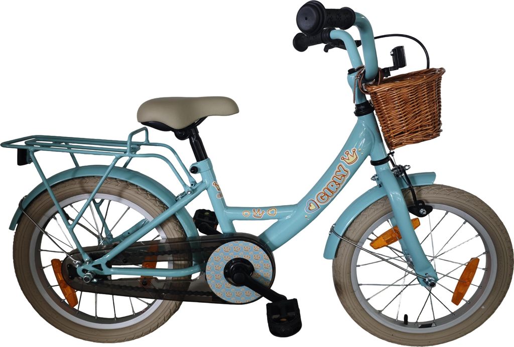 Bikefun Kinderfahrrad girly 16 Zoll - mit Korb und Bremsnabe - blau