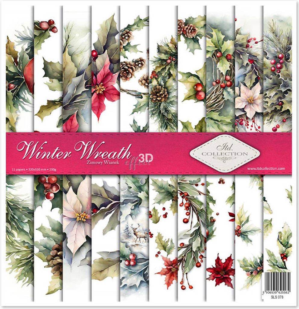 ITD COLLECTION Setz 11Stk 30x30cm Scrapbooking Papier - Winter Wreath Winterkranz