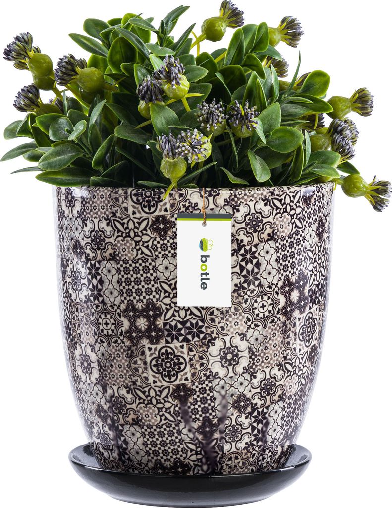 Blumentopf Rund Lange Keramik Ø 18,5 cm H 20,5 cm Braun Produktbild 