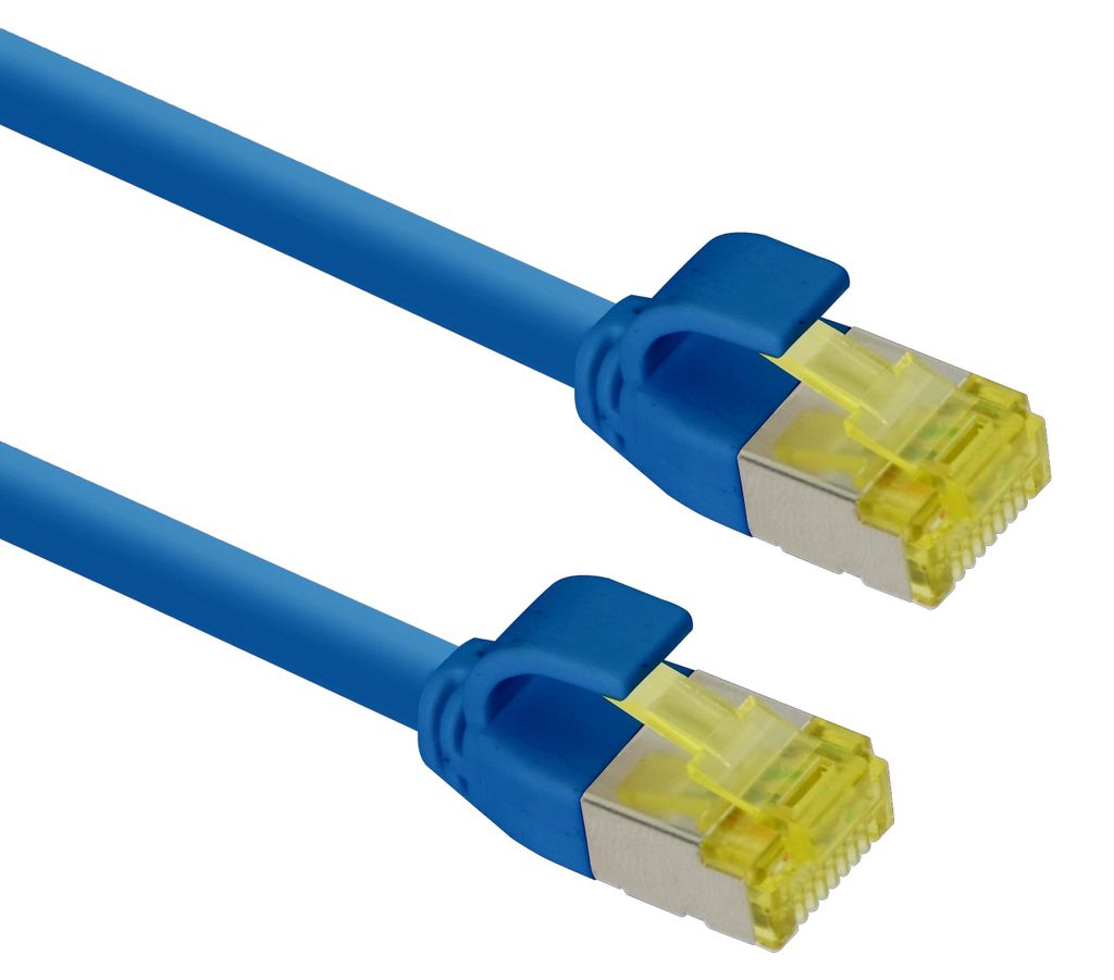 helos Patchkabel Cat 6a Ultraslim S/FTP RJ45 blau 1m AWG28/7 LSZH GHMT