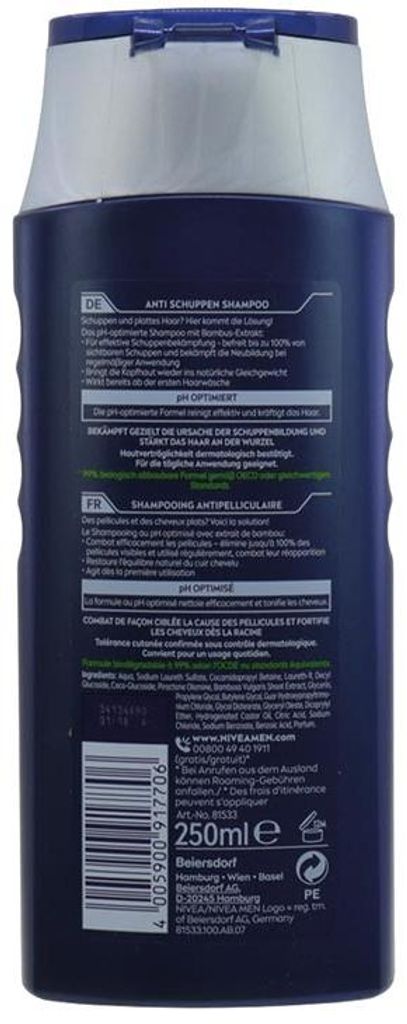 NIVEA Men Shampoo 250ml Antischuppen Power Produktbild 
