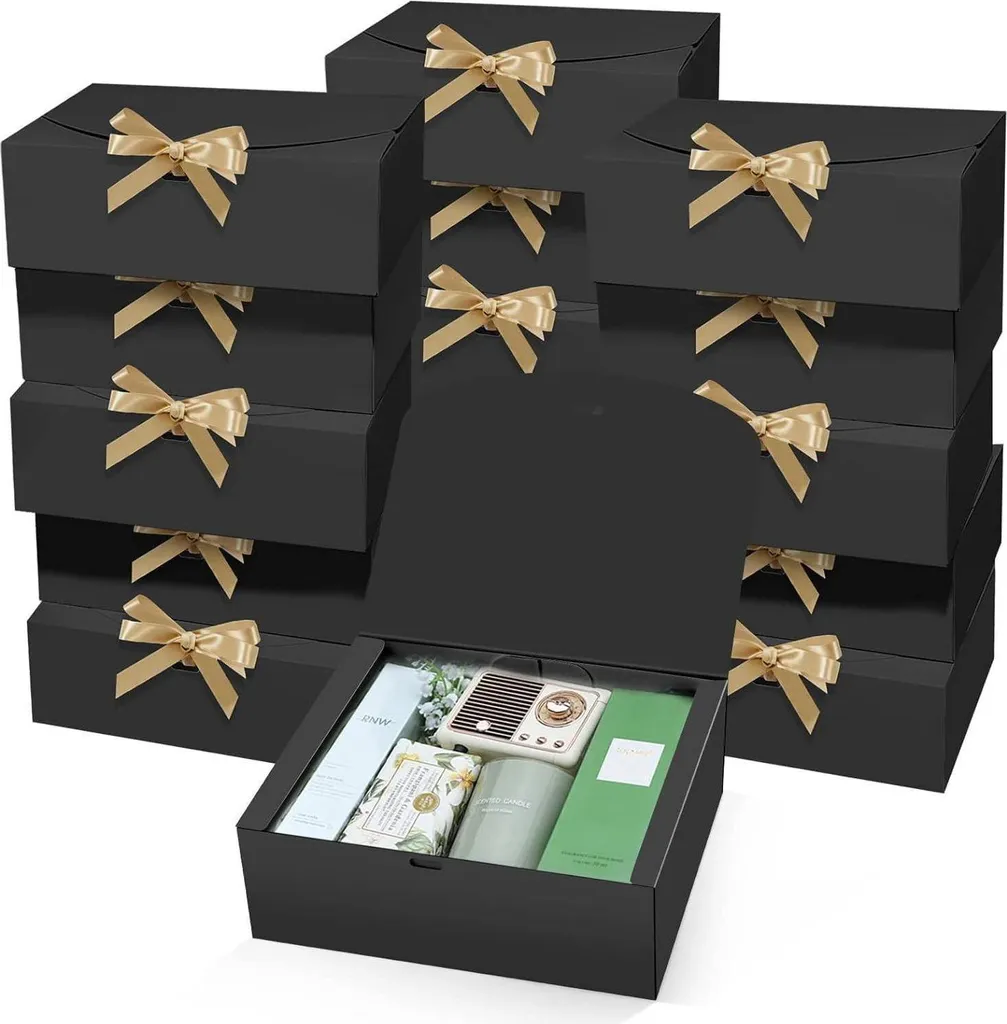 Boîte Cadeau Noir 25x20x10cm Robuste pour Envois Sécurisés et Chic x15
