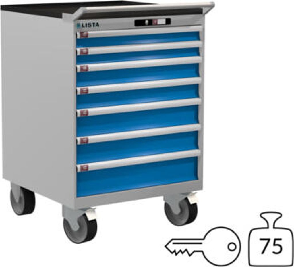 Lista Schubladenschrank - 78.666.514 - 1.112 x 717 x 725 mm (HxBxT) - 7 Schubladen - 75 kg - Key Lock - RAL 7035/RAL 5012