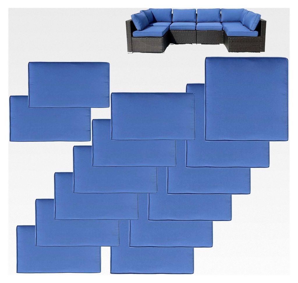 Gartenmöbel Set mit Sitzkissenbezügen, Balkonmöbel Stoffbezüge, Outdoor Kissenbezüge mit Reißverschluss, nur Abdeckungen (14, Blau)
