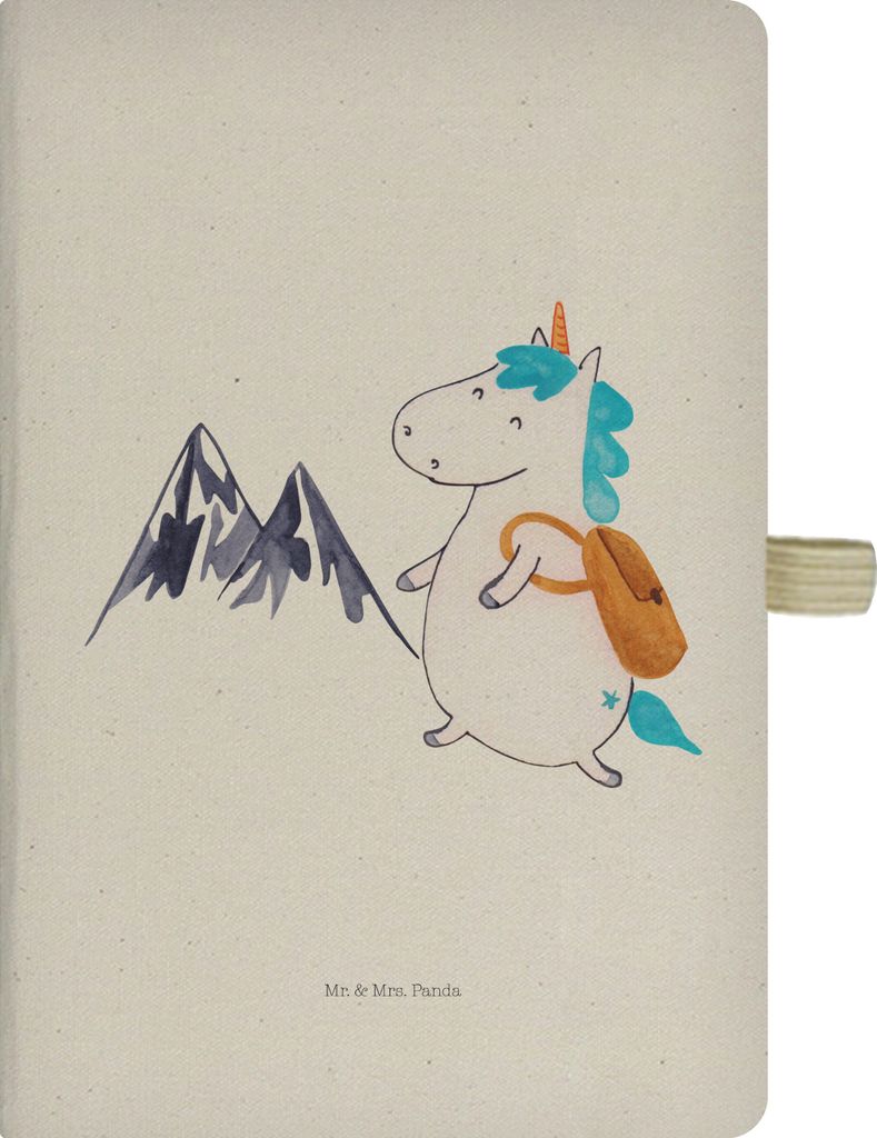 Mr. & Mrs. Panda Tagebuch Einhorn Bergsteiger - Transparent - Geschenk, Skizzenbuch, Kladde, Einhörner, Notizbuch A5, Weltreise, Reisen, Journal, ...