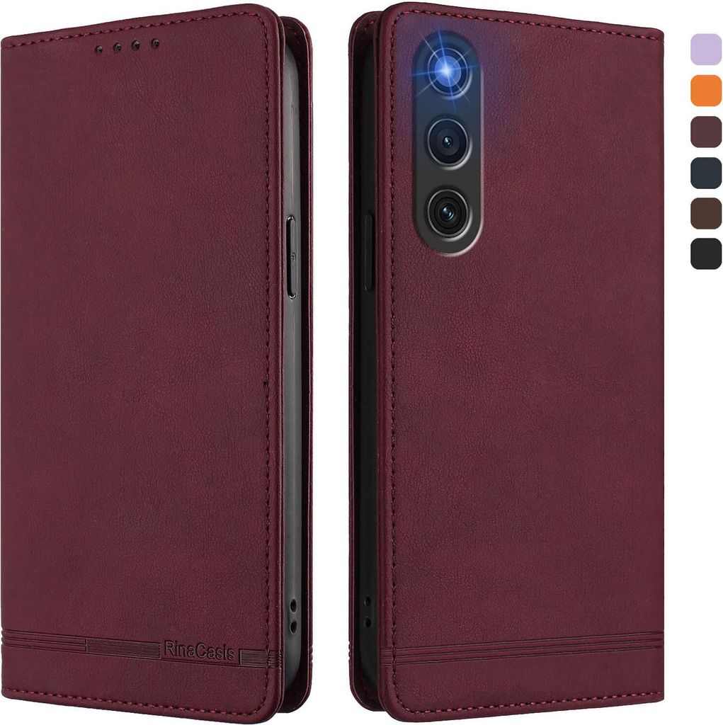 Hülle für ZTE nubia RedMagic 10 Air, Retro Kunstleder Ständer Klapphülle mit Kartenfächer und Magnetische Rot