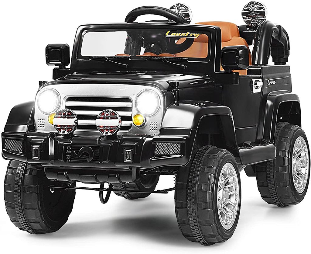 2 Akkus Kinderauto Kinderfahrzeug Kinder Elektroauto Schwarz Jeep V8 Off Road 