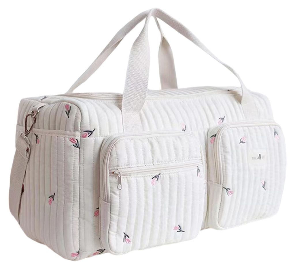 Gesteppte, leichte Wickeltasche mit Bärenmuster, großem Fassungsvermögen, gepolsterten Schultergurten, Tragegriff und geräumigem Organizer