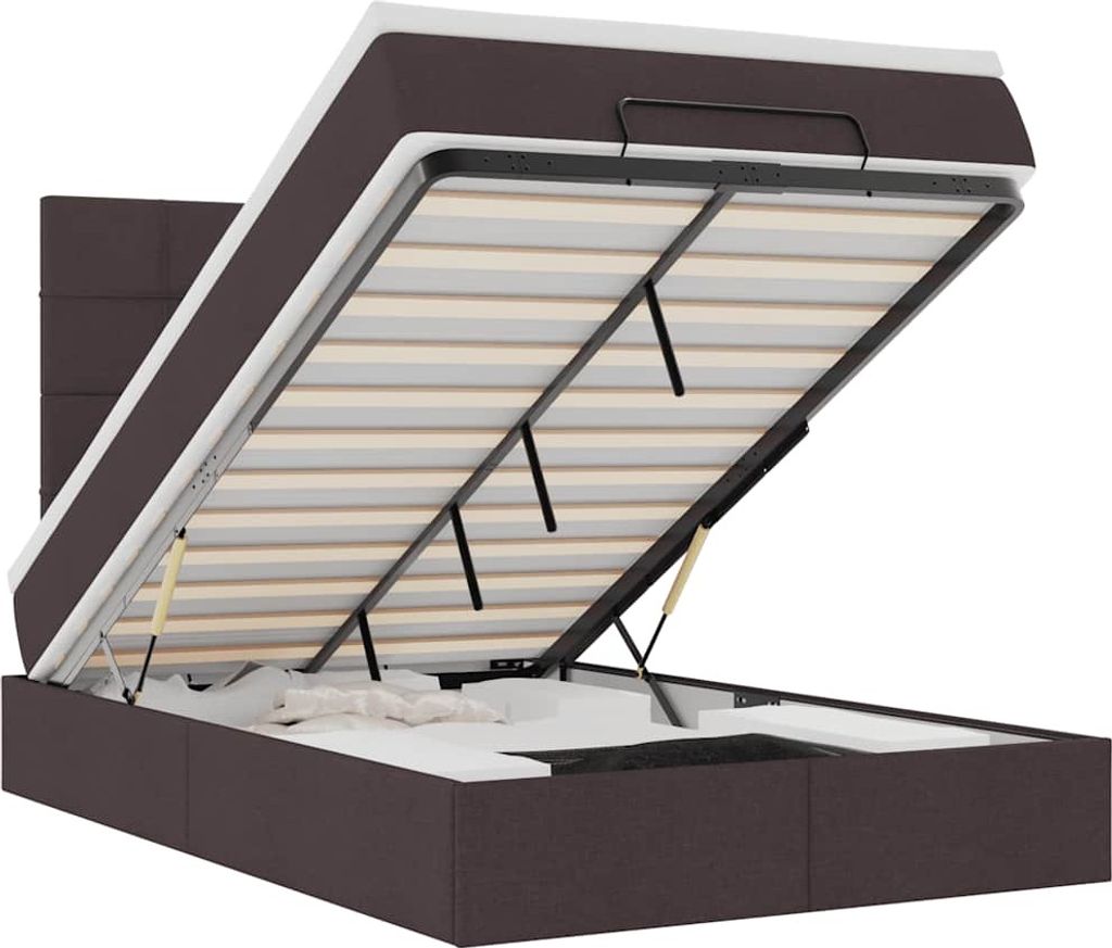 vidaXL Ottoman-Bett mit Matratze Dunkelbraun 120x190 cm Stoff