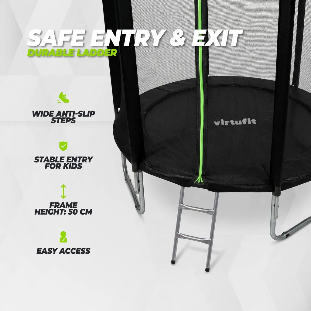 Trampoline VirtuFit 183 cm noir : structure robuste et filet inclus - 3