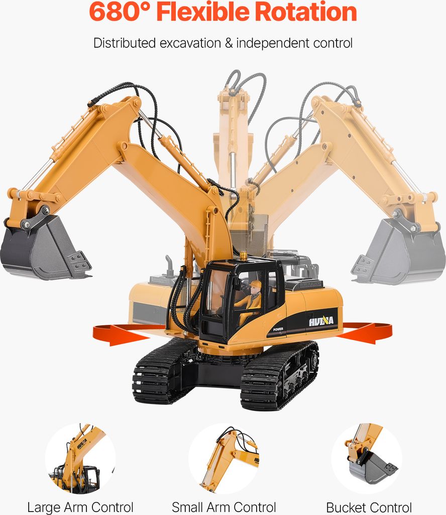 Ledovan Bulldozer télécommandé, pour garçon, pelleteuse, en métal, avec effets lumineux et sonores, véhicules de construction, cadeaux pour garçons et