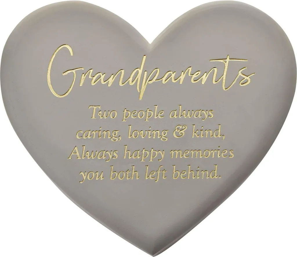 Plaque Funéraire Cœur Résistante Intempéries pour Tombe Grands-Parents - 2
