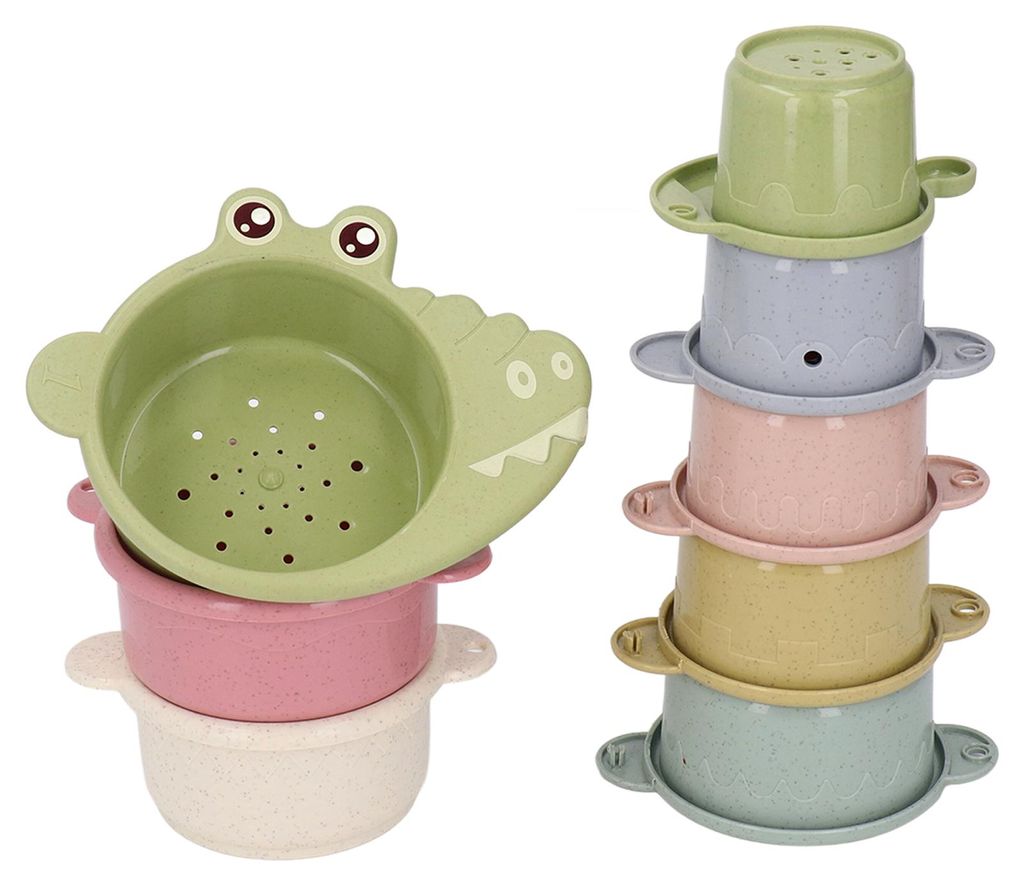 8 Stück Stapelbecher Farbe Lernen niedliches Tiermuster Spaß aushöhlen Boden Lernspielzeug Babyparty Geschenk