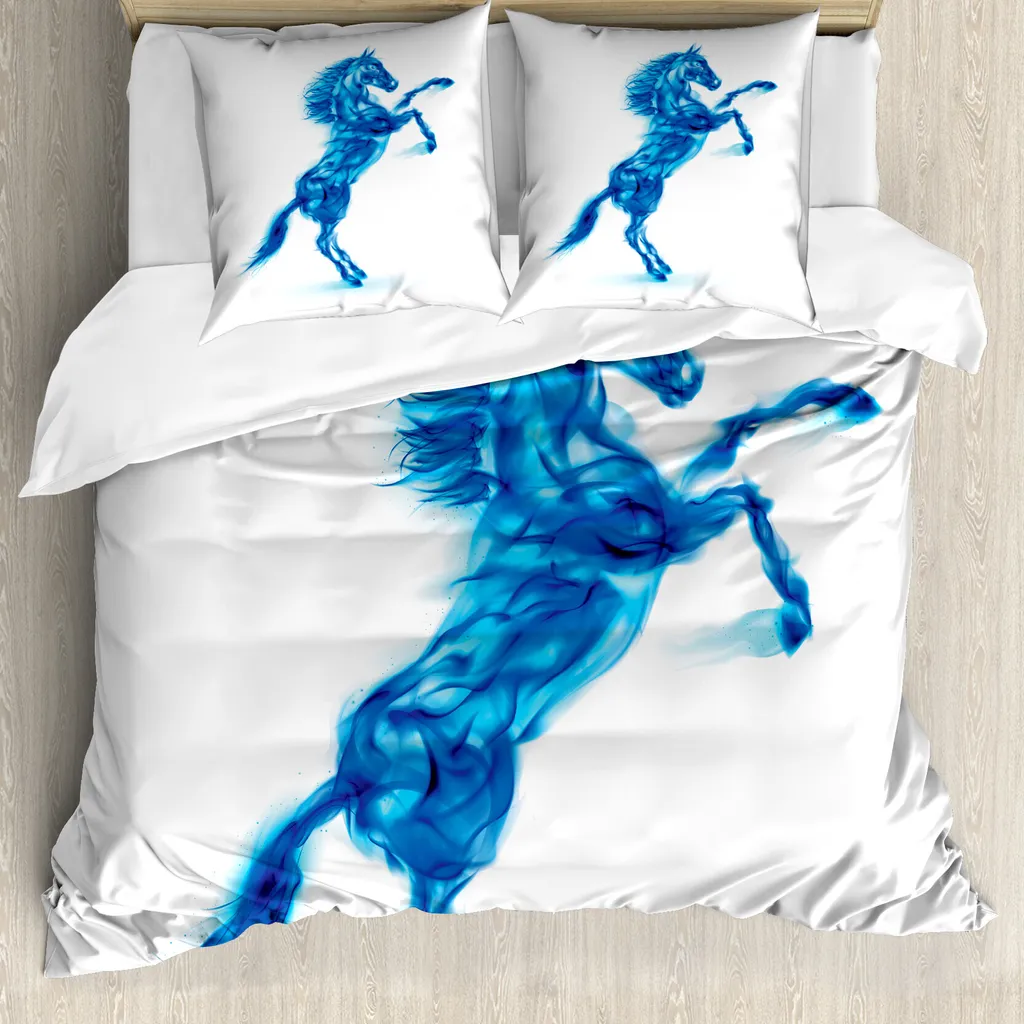 Copripiumino Design Cavalli 155x220 ABAKUHAUS - Blu e Bianco Chic
