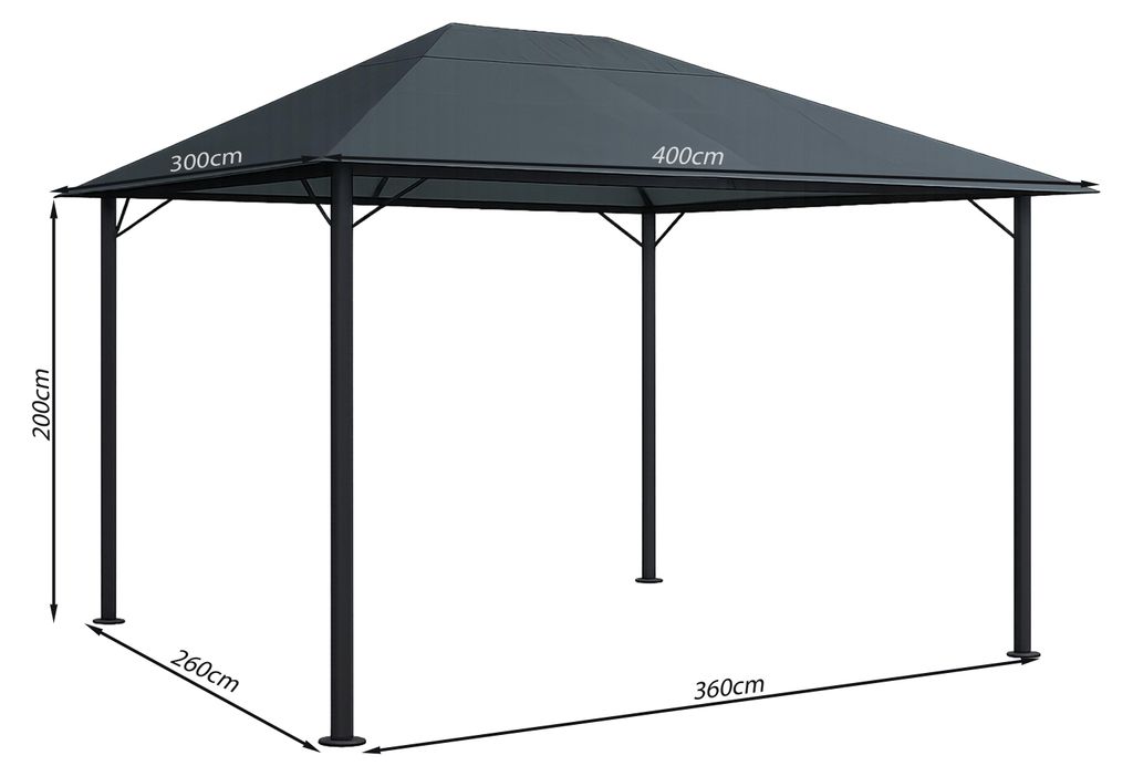 Metall Garten Pavillon Nizza 3x4m Grau RAL 7012 Produktbild 