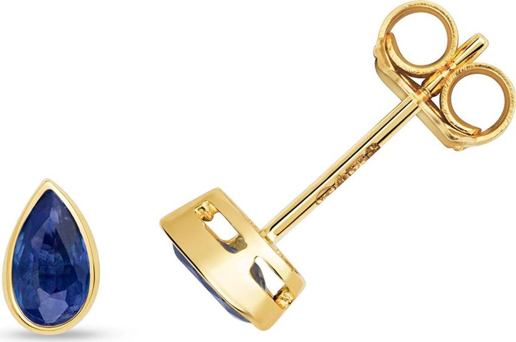 9 Karat (375) Gold Damen - Paar Ohrstecker mit Saphir - 6mm*4mm; TRS31389KY