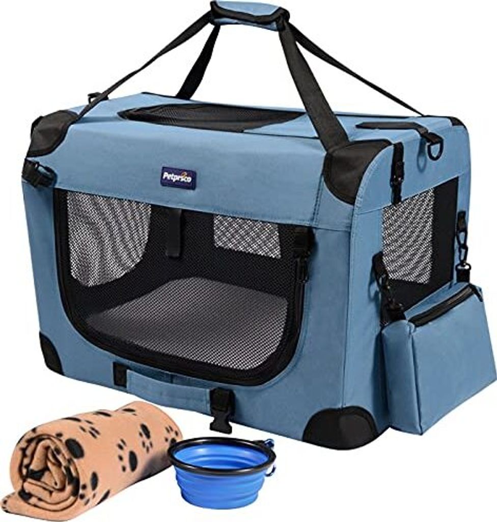 Petprsco Pet Carrier Weichseitige Katze kleine Hund 3 Tür faltbare Träger Katzen Welpe Reisen komfortable Design tragbar