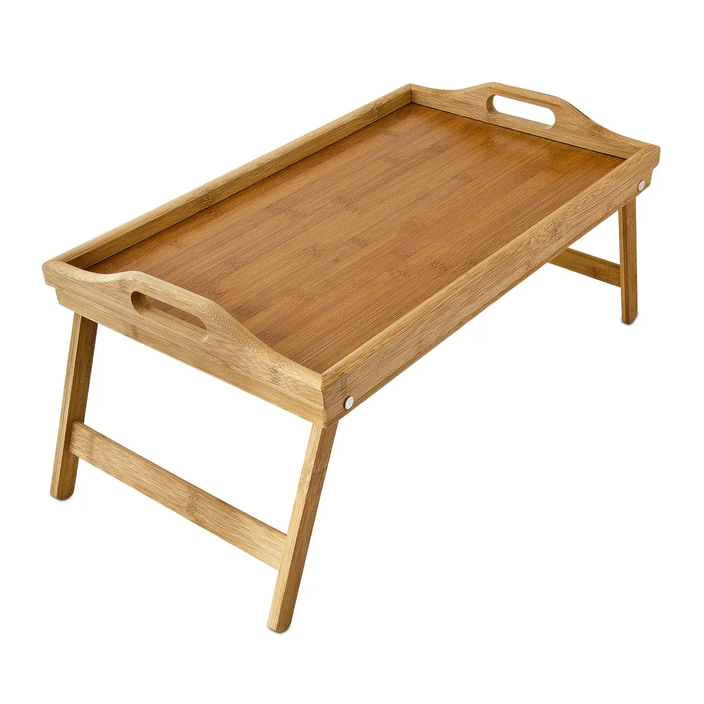 Table de Lit de Service en Bambou avec Pieds Rabattables pour Déjeuner - 3