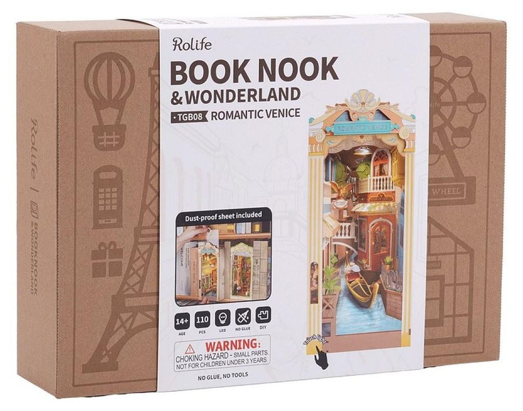 Robotime Serre livre en bois Romantic Venice Book Nook Image du produit 