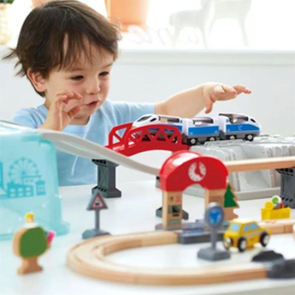 Circuit de train en bois Hape complet pour enfant dès 3 ans avec bac - 4
