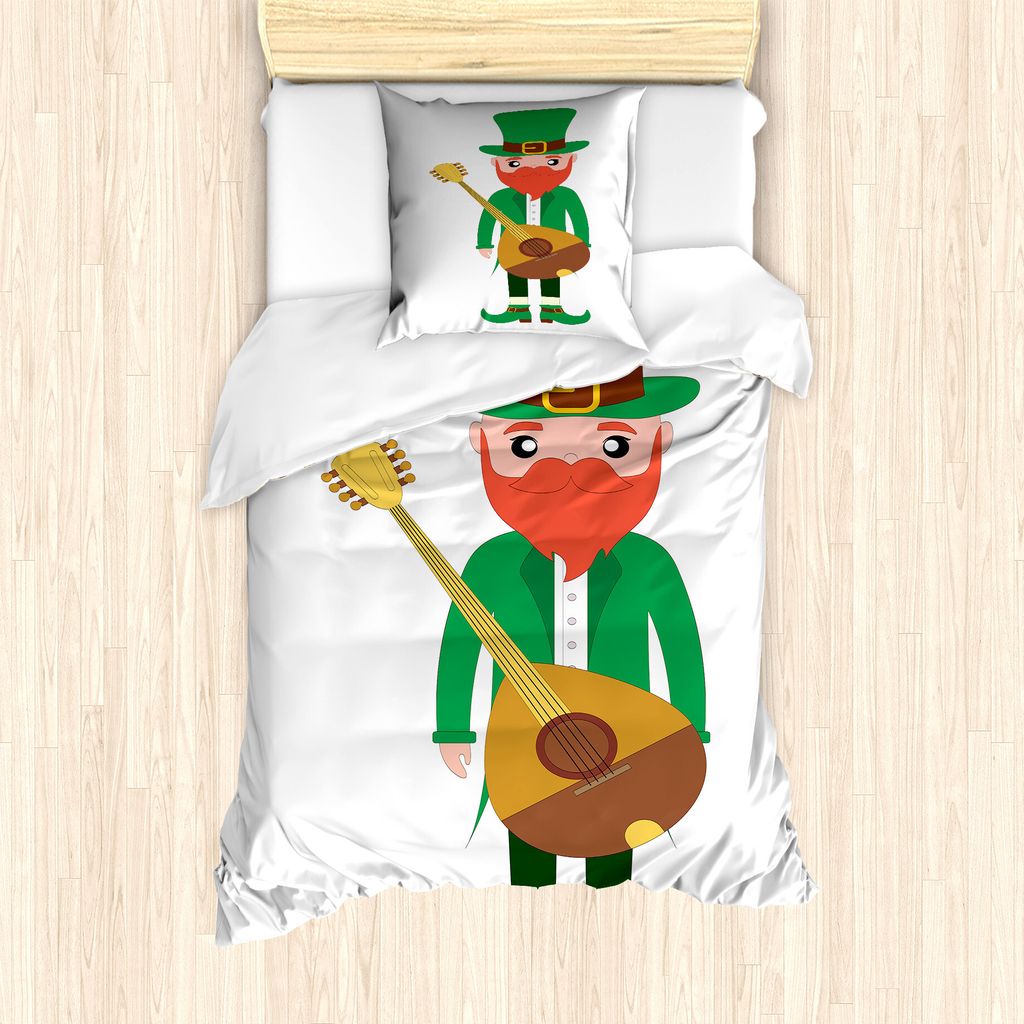 ABAKUHAUS Elf Bettbezug Set für Einzelbetten, Cartoon mit Einer Mandoline, Milbensicher Allergiker geeignet mit Kissenbezug, 135 cm x 200 cm - 80 ...