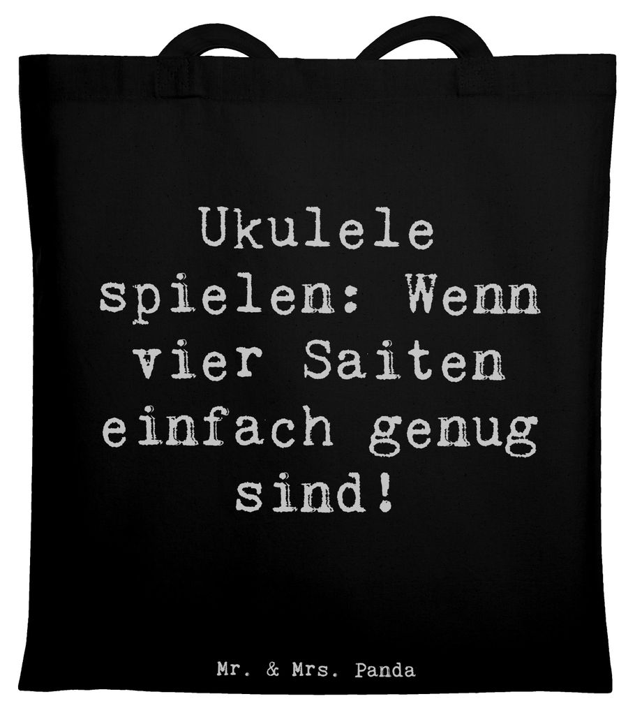 Mr. & Mrs. Panda Einkaufstasche Spruch Ukulele Freude - Schwarz - Geschenk, Tasche, Saiten, Lernen, Klänge, canvas, Musik, Hawaii, spielen, Musike...