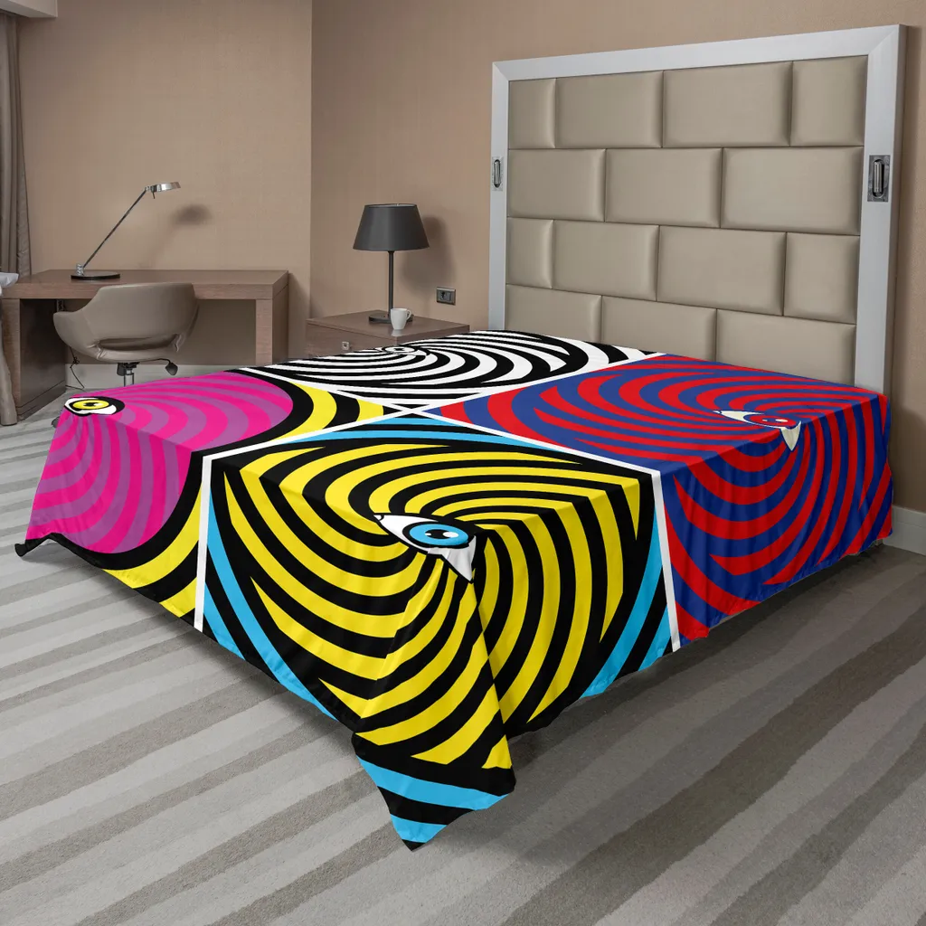 Drap de Dessus Douceur Motif Hypnotique Multicolore XL 266x260 cm