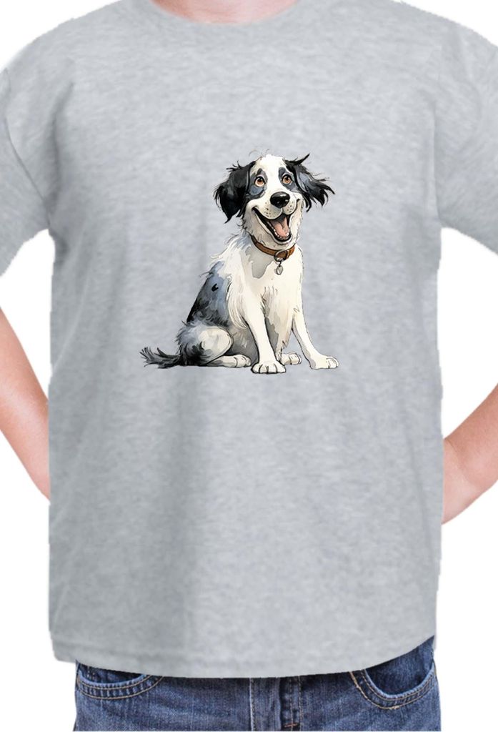 Kinder T-Shirt Funny Dogs Breeds Landseer Dog Breed, 12-13 Jahr - 152 / Grau