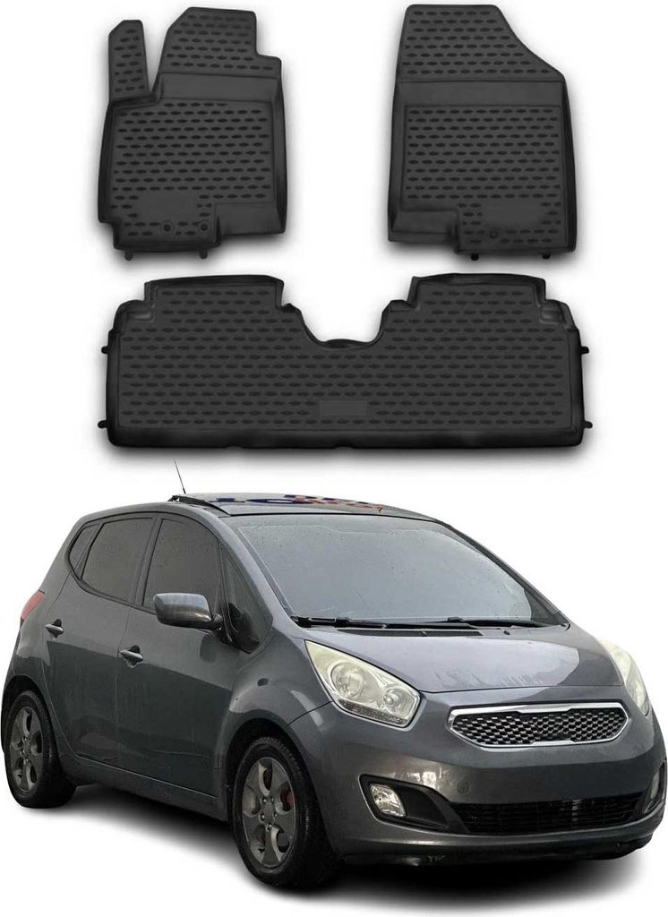 OMAC Gummimatten Fußmatten für Kia Venga 2010-2021 TPE Automatten Schwarz 3x