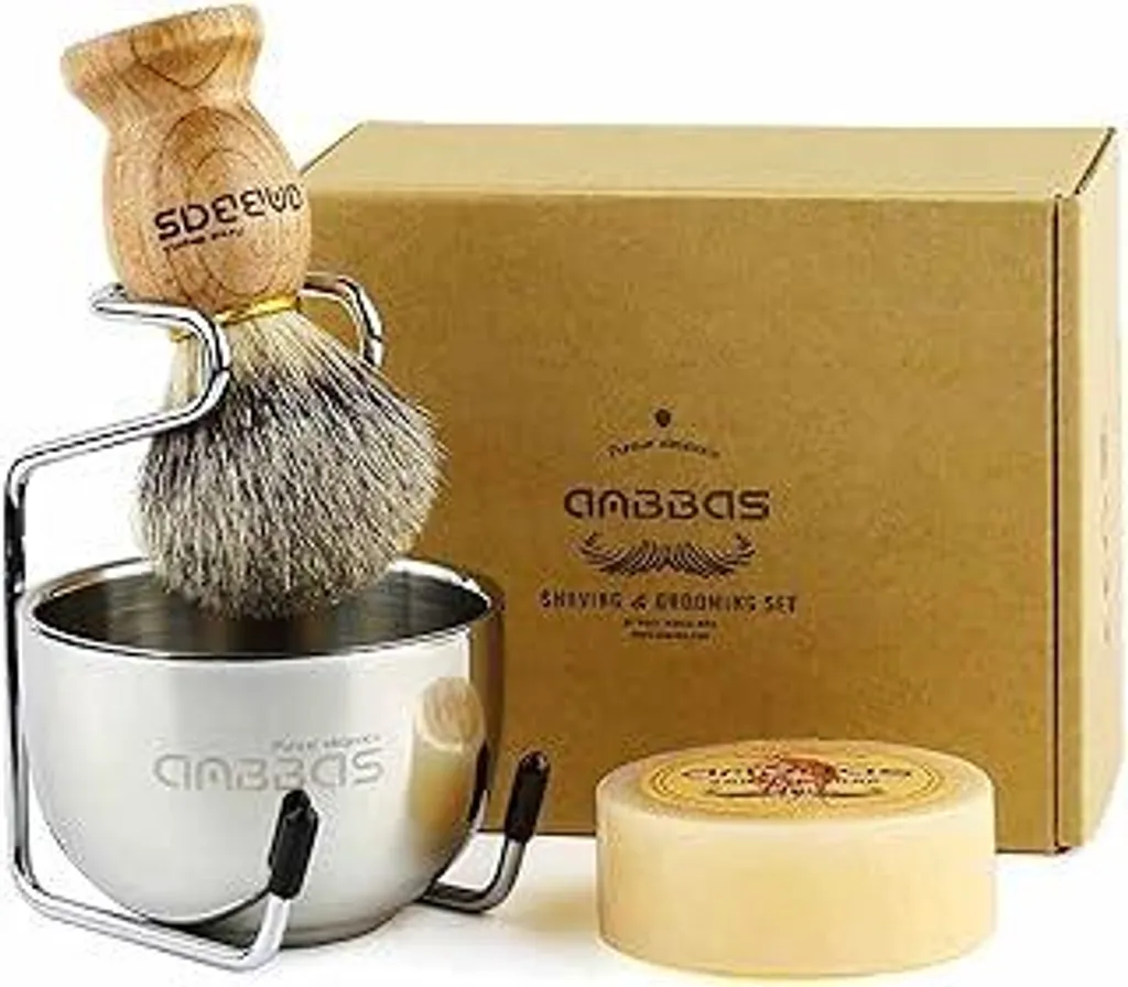Kit Rasatura Anbbas Pennello Tasso + Ciotola Inox - Miglior Rapporto Qualità Prezzo