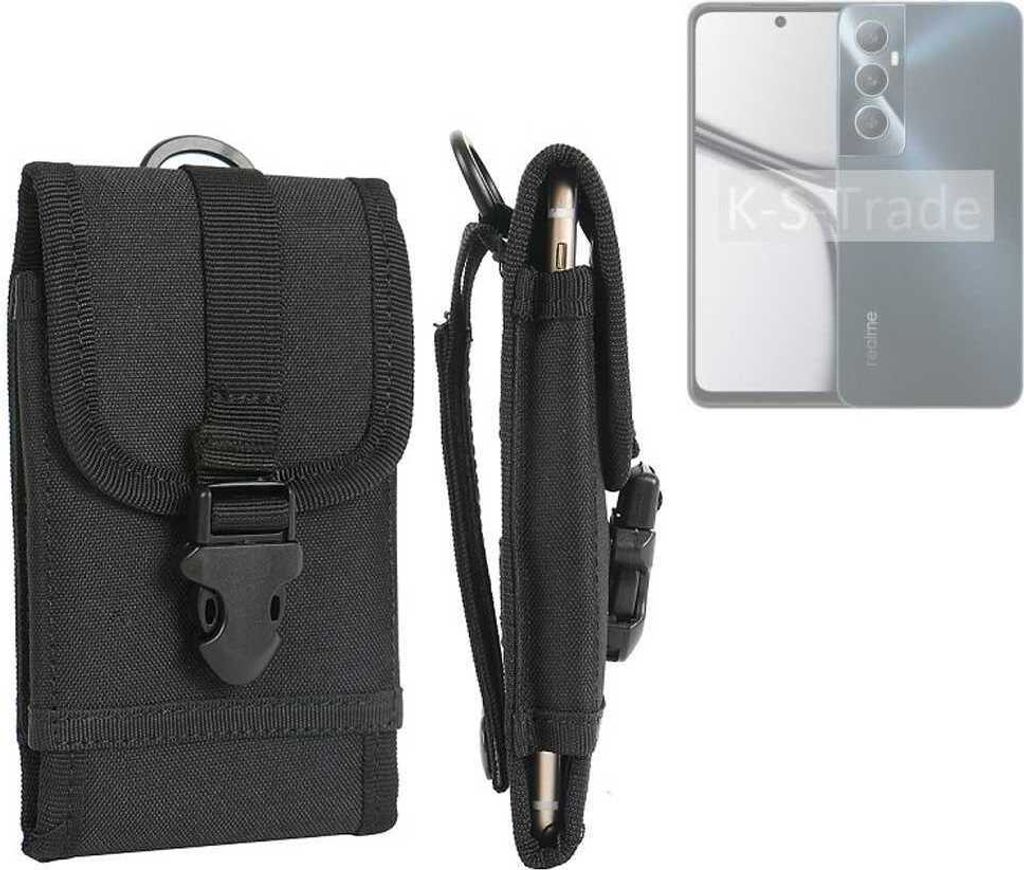 K-S-Trade Holster Handy Hülle kompatibel mit Realme C65 Holster Handytasche Gürtel Tasche Schutz Hülle Robust Outdoor schwarz