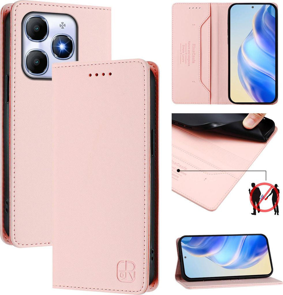 Lederhülle für itel A90 4G Hülle Flip Brieftasche Kartenfächern Ständer Schutzhülle Pink