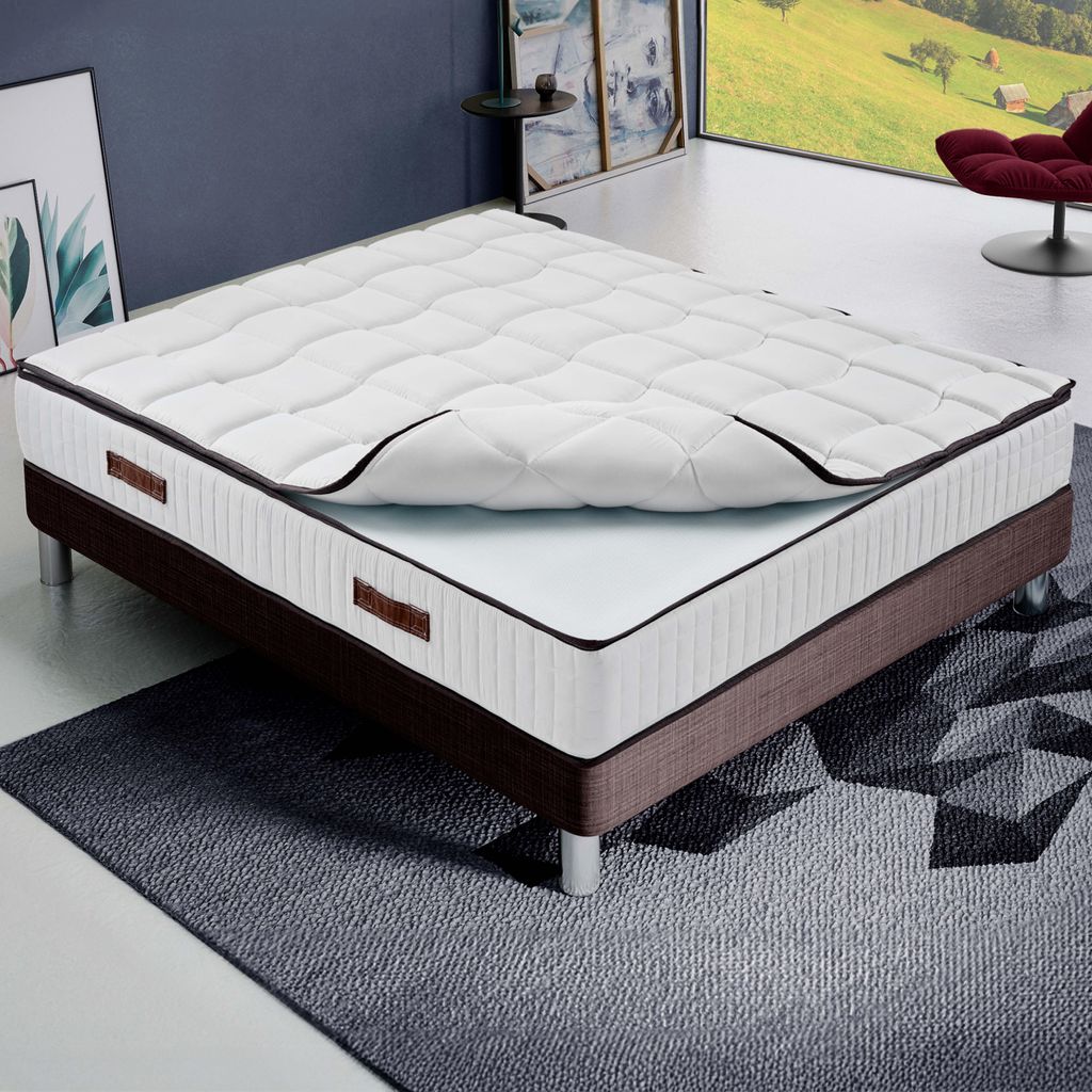 Matratze 140x200 cm, Höhe 24 cm, Visco-Matratzen, H3, Ergonomisch - Abnehmbarer Bezug