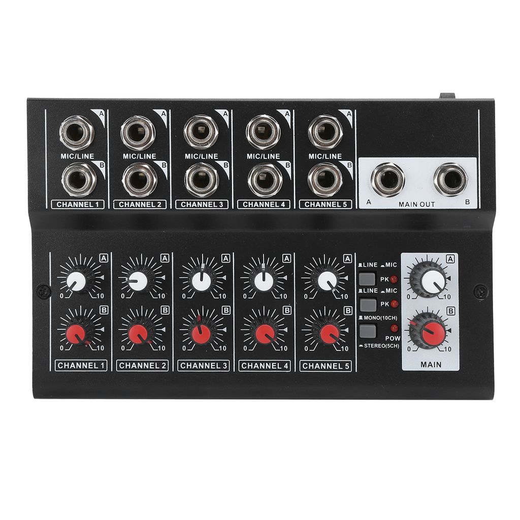 Przenośny 10-kanałowy mikser dźwięku stereo, konsola Zdjęcie produktu 