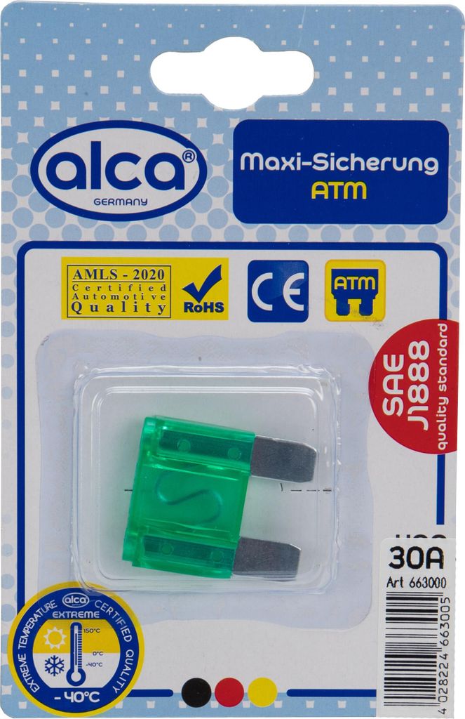 alca® Maxi-Sicherung 30A; 1 St. Blister 32 V Farbe - grün Produktbild 