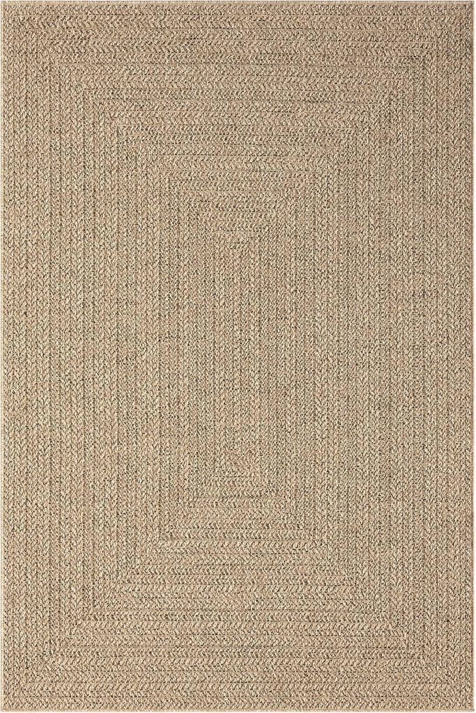 In- und Outdoorteppich - 140 x 200 cm - Braun - eckiges Muster