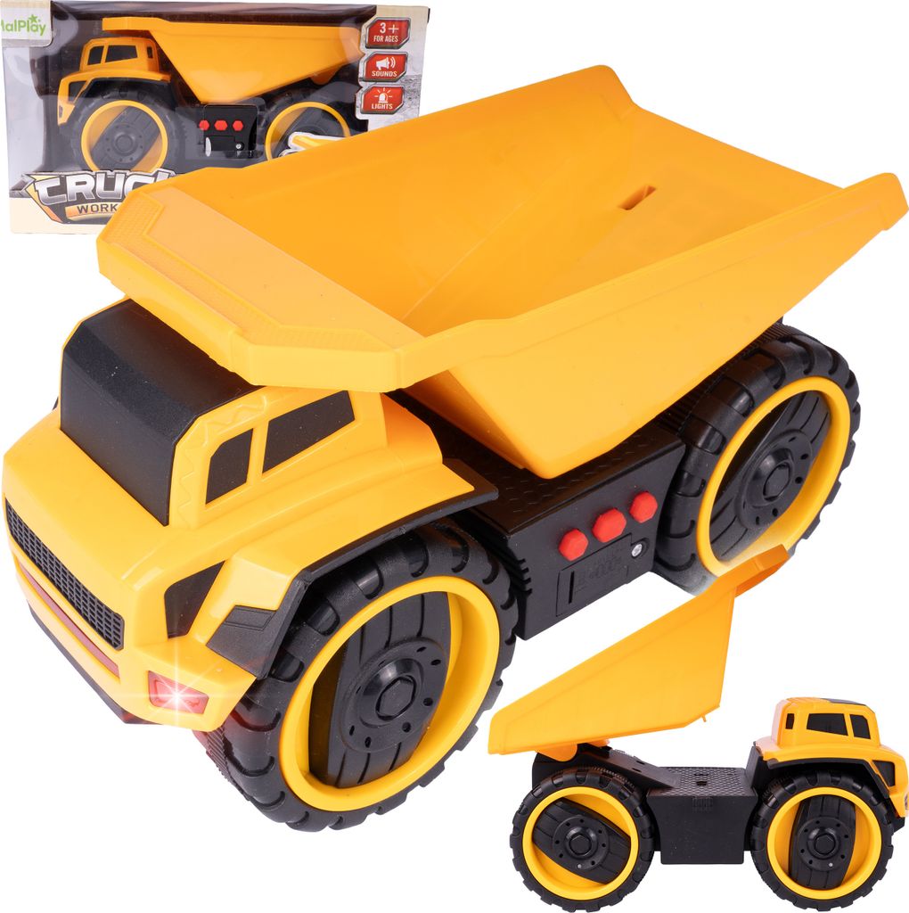 Malplay Lkw-Kipper Bagger mit Sound Licht Spielzeug ab 3 Jahren robuste Bauweise Geschenk