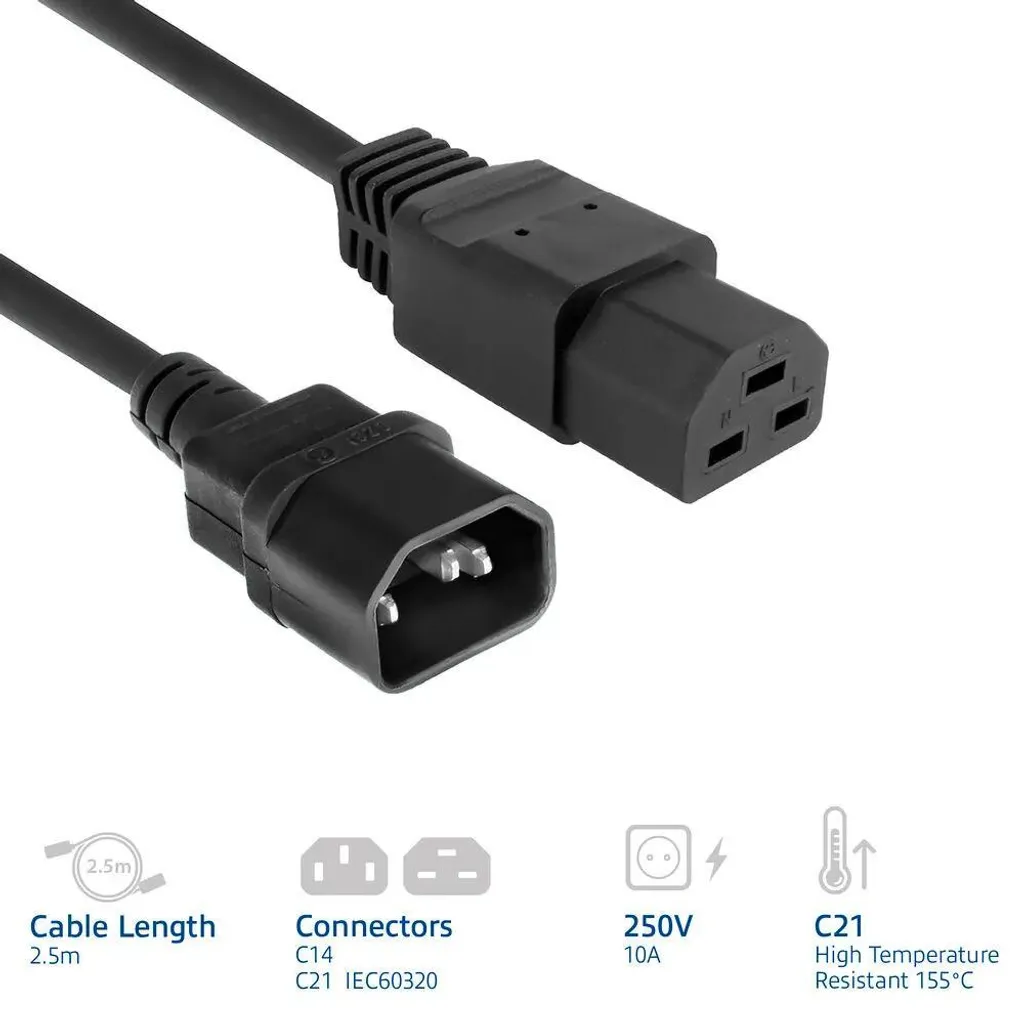 ACT AK5373 Câble Répartiteur C14 vers C21 de 2,5m - Hub d'Alimentation