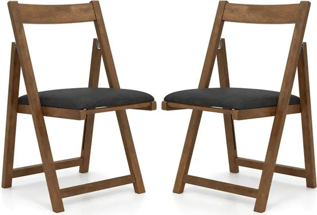 Lot de 2 chaises pliantes JV13005GR-2 avec dossier incurvé, marron