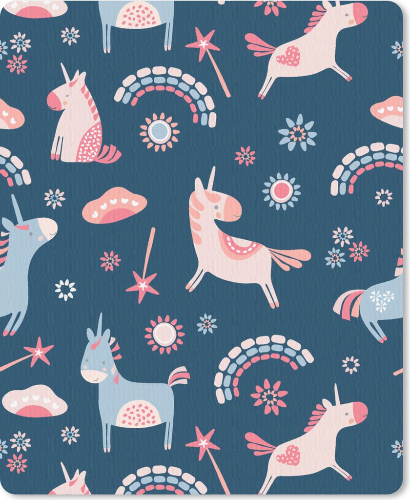 MuchoWow Mauspad Mousepad Einhorn - Regenbogen - Muster 30x40 cm - Mousepads - Maus Mat - Pad - Mausunterlage - Mausmatten