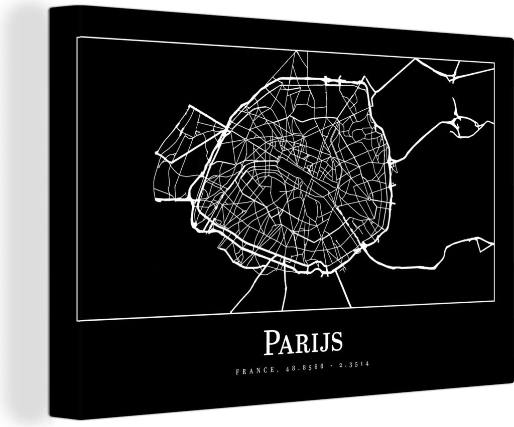 OneMillionCanvasses - Leinwandbilder - 150x100 cm, Paris - Karte - Stadtplan, Wandbilder Kunstdruck Wanddekoration - Foto auf Leinwand - Gemälde...
