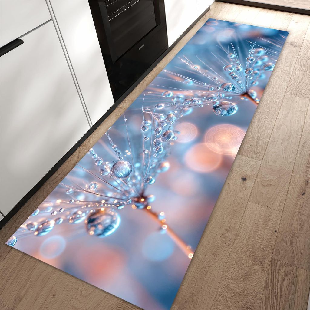 Küchenteppich 60x90cm rutschfest & abwischbar PVC Läufer - Wassertropfen Kunst