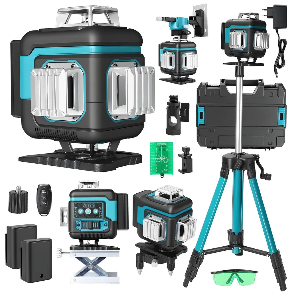 Niveau laser 16 lignes 4D avec nivellement automatique et base 360°